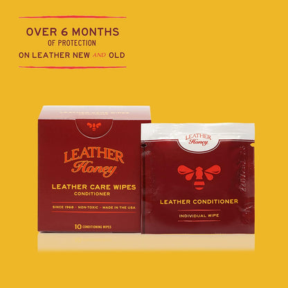 Leather Honey Leather Conditioner Wipes: Restore Leather On-The-Go. Protect & Condition Leather Couches, Car Seats, Purses, Shoes, Bags & Tack. Safe for Any Color. 10 Non-Toxic, Ready-to-Use Wipes