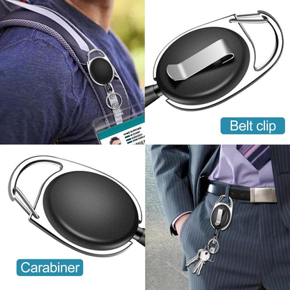 6 Pack Retractable ID Badge Holder Badge Reel with Carabiner and Belt Clip Badge Reels Retractable with Key Chain for Office Worker Doctor Nurse