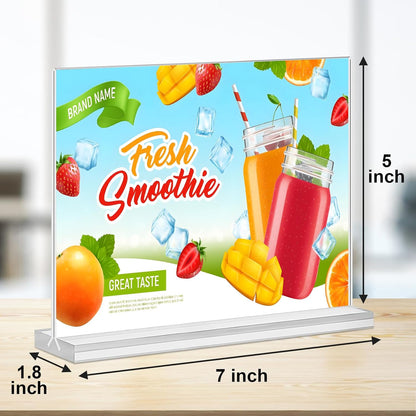 Acrylic Sign Holder 7x5, 6 Pack Clear Double Sided Table Menu Display Stand Suitable for Restaurants, Office, Store, Hotels
