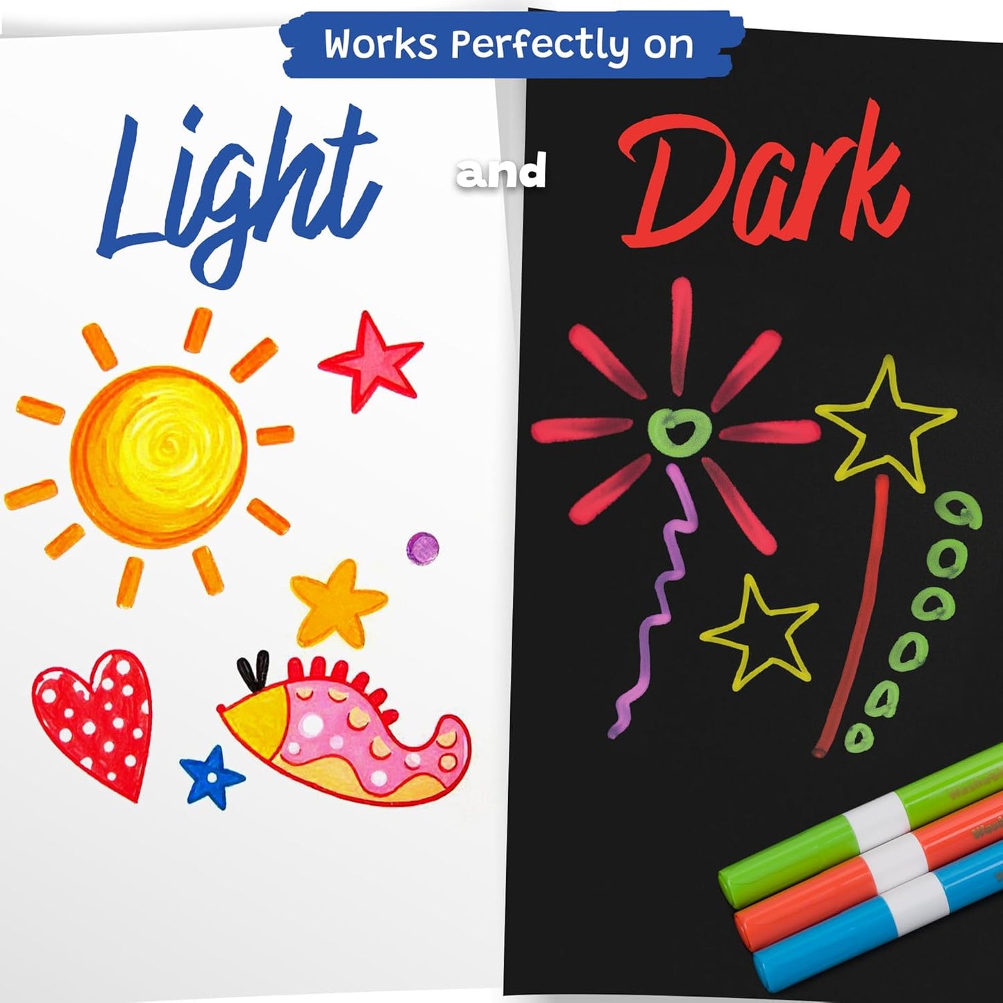 The Pencil Grip Magic Stix Washable Acrylic Markers for Kids and Teens, 24 Non-Toxic Colors, Allergen-Free, Vibrant Paint Pens for Crafting and DIY