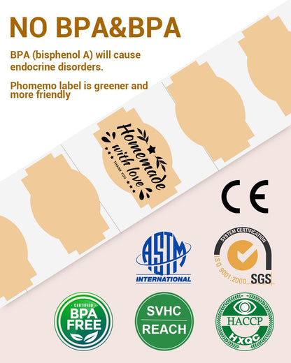 Phomemo Brown Creativity Thermal Labels for Shipping Label Printer for Small Business Supplies - 3" x 2" / 500 Labels/Roll, Commercial Grade Stickers Roll for Custom Stickers Personalized & Business