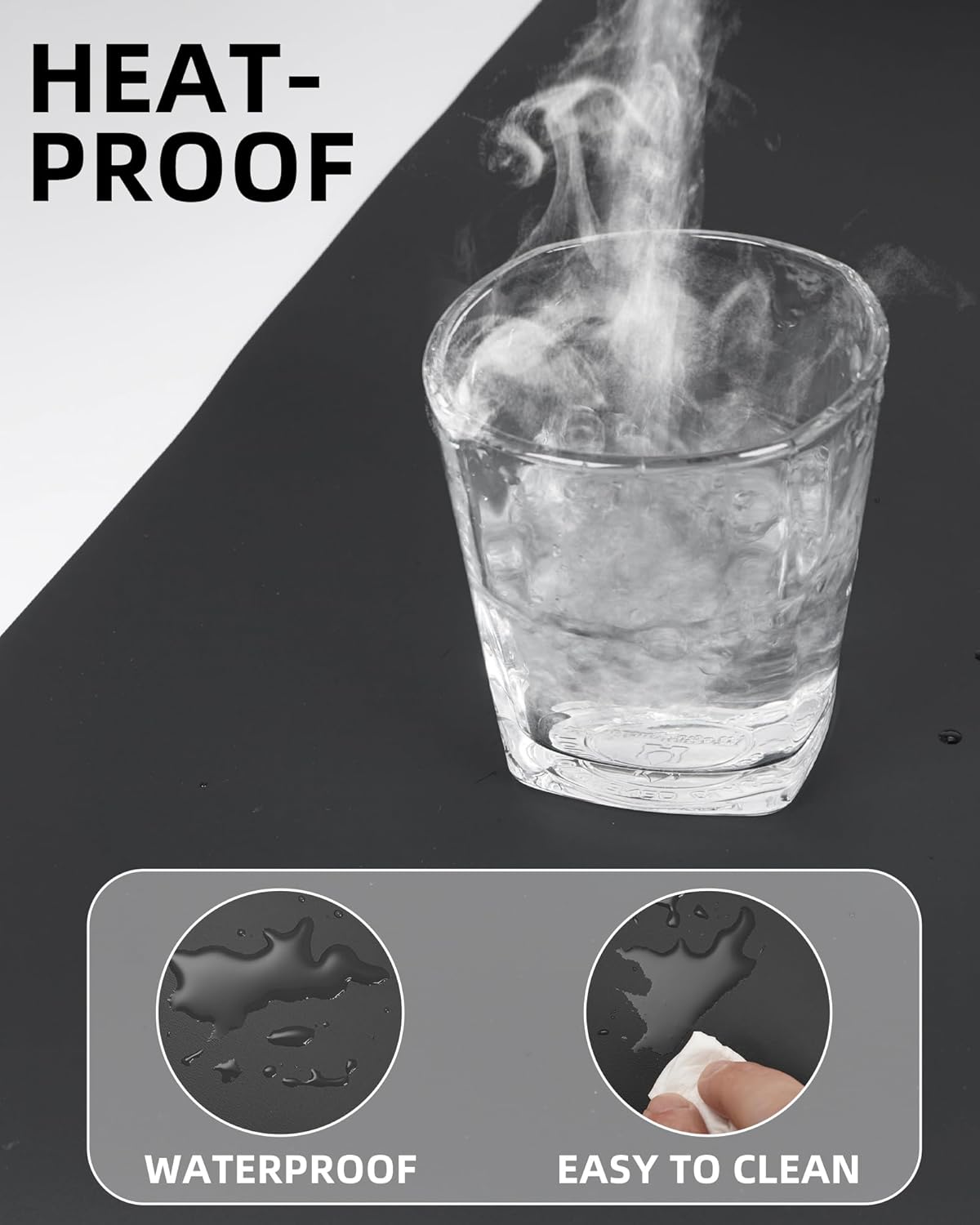 Large Desk pad mat,Mouse Pad,Office Desk Mat, Non-Slip PU Leather Desk Blotter,Large Desk pad,Waterproof Keyboard mat for Office/Home/Decor (Black,48" x 17")