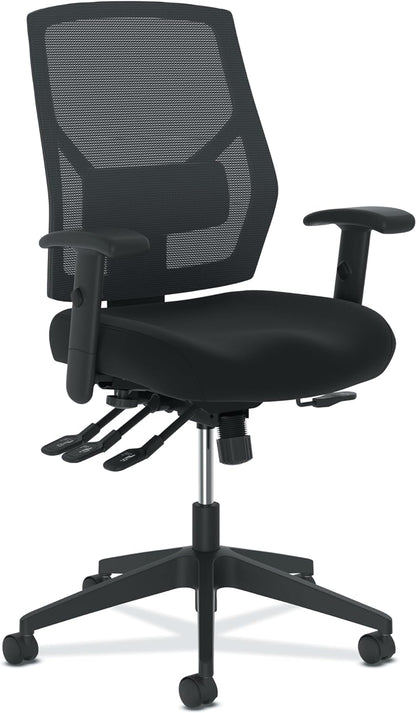 HON Crio High Back Office Chair, Ergonomic Office Chair with Adjustable Arms and Back Support, 360 Swivel, ASynchro-Tilt Recline, Black