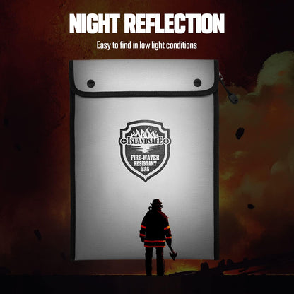 Fireproof Document Bag, Waterproof Money Bag Pocket with Zipper Closure, Storage Pouch for Valuables, A4 A5 Document File, Cash, Credit Card, Passport (Grey, 13 x 9 inch)