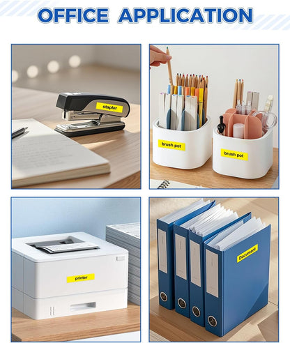 Tze631 12mm 0.47" Laminated Yellow Tape Compatible for Brother Tze-631 Tz-631 P Touch Tz Tze Label Tape 12mm 1/2" Black on Yellow for PTD210 PTD220 PTD400 PTD600 PTD610BT Label Maker, 4-Pack