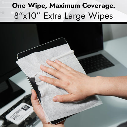 Air Jungles Electronic Screen Cleaning Wipes 70 Count, Quick Dry, Extra Large 8"x10" Cleaner Wipes for TVs, Monitors, Tablets, Phones, Laptops, Keyboards, Computer, Glasses