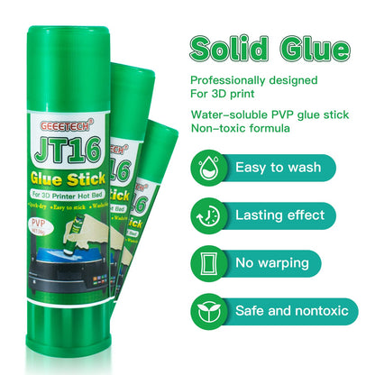 Geeetech 3 Pieces 3D Printer Glue Sticks 36 Gram Each PVP Solid Glue Stick for 3D Printer Hot Bed, Water-Soluble Glue Stick, Quick Dry, Easy to Stick and Washable