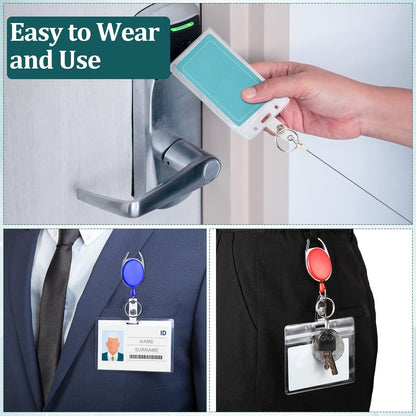 Yaomiao 100 Pack Retractable Badge Holder Reel with Clips Heavy Duty ID Card Holder Reels Bulk with Key Ring for Office Worker Doctor Nurse Employee School Students (Multicolor)