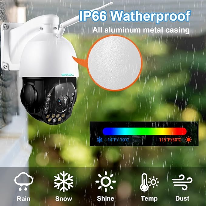 SV3C 4K 36X Zoom PTZ Camera Outdoor, 8MP Dual Band WiFi Security IP Cameras with Floodlight Color Night Vision, Humanoid Vehicle Detection, Auto Tracking,2-way Audio, ONVIF, RTSP,Cloud&SD Card Storage