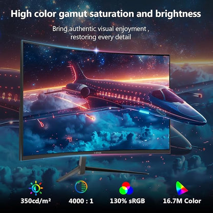 Z-Edge 27 inch Curved Gaming Monitor, FHD 1080P 240Hz 280Hz Curved 1500R Computer Monitor, Fast MPRT 1ms Monitor, 350nits, 16.7M Colors, 4000:1 Contrast, UG27P 2X DP 1.2 Ports and 2X HDMI 2.0 Ports