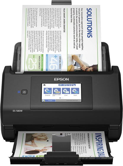 Epson FastFoto FF-680W Wireless High-Speed Photo and Document Scanning System, Black & Workforce ES-580W Wireless Color Duplex Desktop Document Scanner for PC and Mac