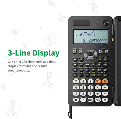 Scientific Calculator with Notepad 991ES Black Science Calculator with Writing Tablet Foldable Scientific Calculators for High School College Students School Supplies