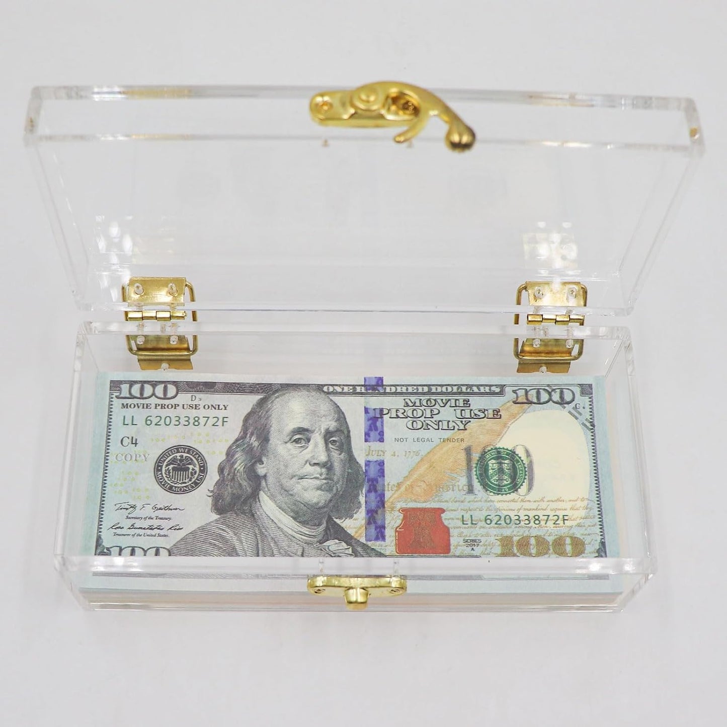 Transparent Acrylic Lockable Cash Box, Clear Piggy Bank, Money Holder, Single Row Currency Tray, Money Organizer