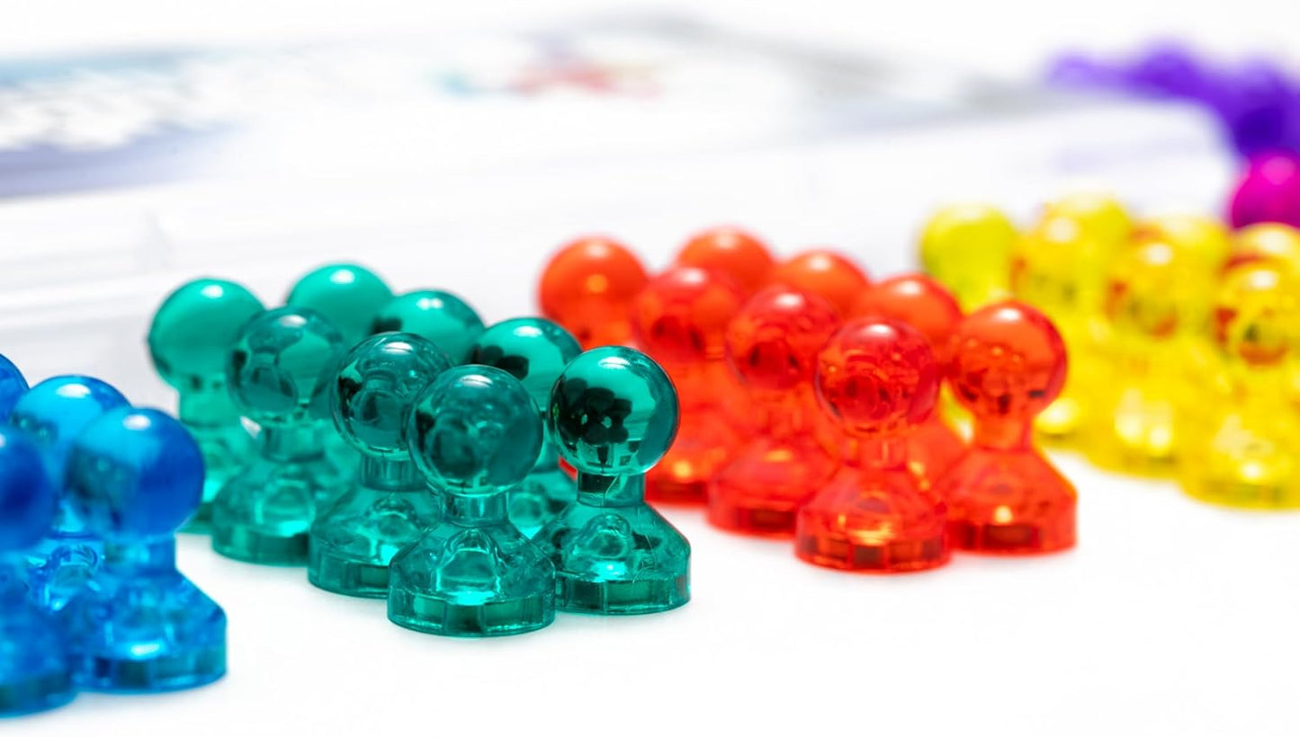 56 Colorful Magnets for Whiteboard | 7 Assorted Color Strong Push Pin Magnets | Perfect Magnetic Push Pins to use as Refrigerator Magnets, Whiteboard Magnet, Classroom Magnet