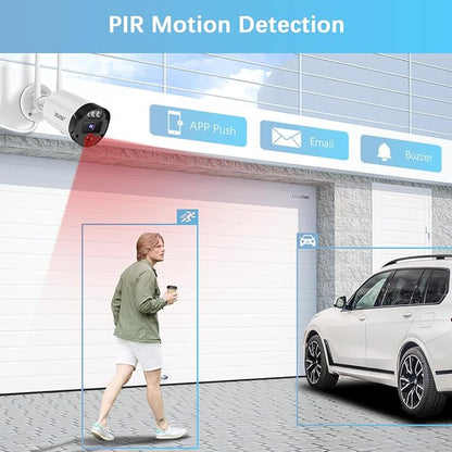 【90ft Super Night Vision】 Outdoor Wireless Security Camera System, Wireless Cameras for Home Security, WiFi Video Surveillance DVR Kits