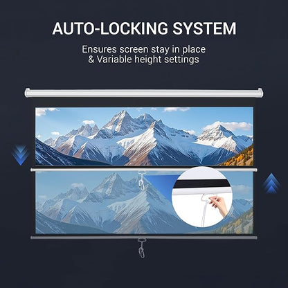 ZENY Portable Projector Screen Pull Down, 72 Inch 4:3 Video Projection Screen Home Theater, Retractable Projector Screen, Moive Screen Indoor Outdoor, Wall Mount (72'' 4:3 White)