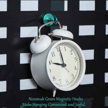 Neosmuk Magnetic Hooks Heavy Duty,Strong Magnet with Hook for Fridge, Super Neodymium Extra Strength Industrial Hooks for Hanging, Magnetic Hanger for Toolbox, Cruise, Grill(Green,4 Pack)