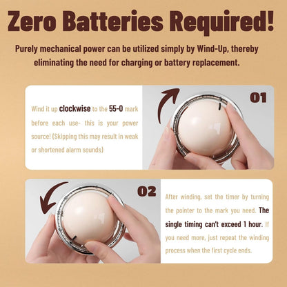 Planet-Shaped Mechanical Timer | No Batteries Needed | 59-Minute Countdown | Magnetic Base | Multi-Purpose Kitchen, Study & Classroom Timer (Black)