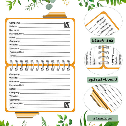 Zonon 2 Pcs Mini Password Book with Alphabetical Tabs Metal Password Keeper Book Portable Organizer Elegant Mandala Pattern Notebook with Pen, Spiral Bound for Information(Purple, Orange)