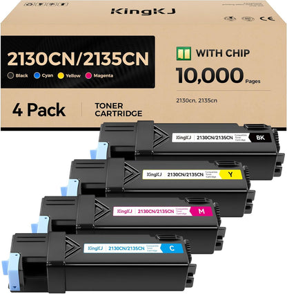 2130CN 2135CN Toner Cartridge Compatible Replacement for Dell 2130cn 2135cn 2130 2135 Printers 330-1436 T106C 330-1437 T107C 330-1433 T109C 330-1438 T108C Black Cyan Magenta Yellow 4-Pack