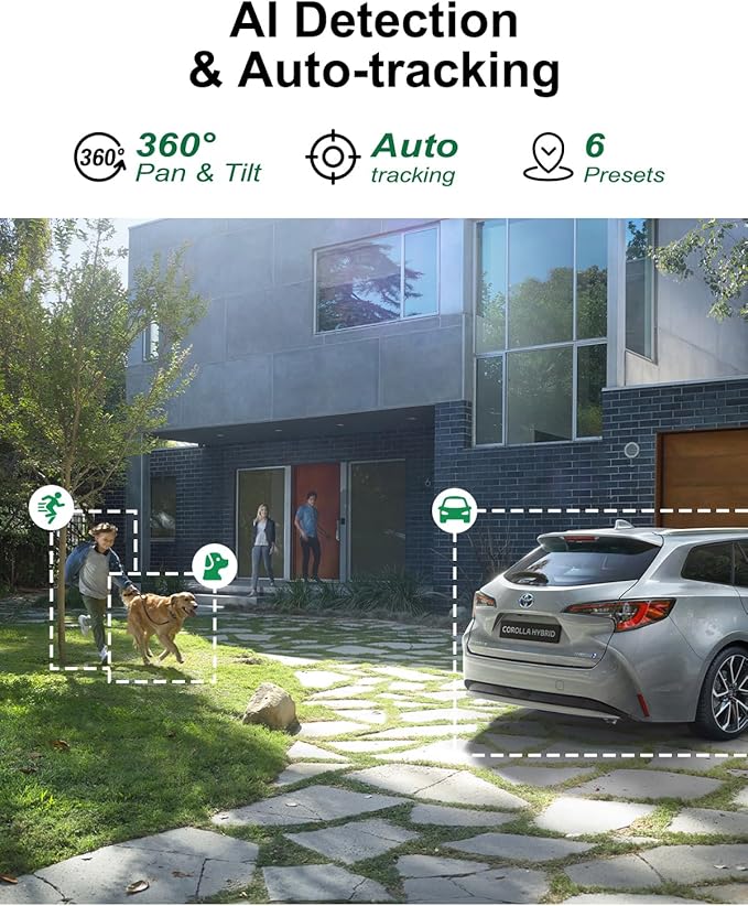 4K Security Camera System Wireless, Dual Lens 4MP+4MP 10X Zoom 2.4G/5G PTZ Cameras for Outdoor Home Security, Auto Tracking, 10” Monitor NVR Pre-Installed with 1TB HDD, 24/7 Record
