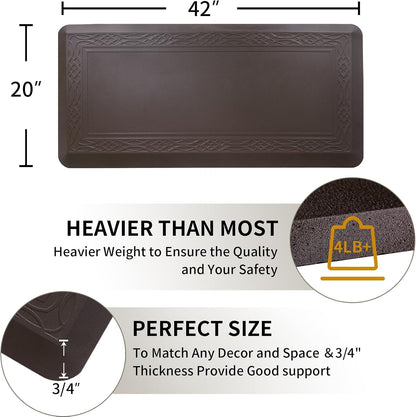 20x 42 Inch Extra Support Anti Fatigue Comfort Kitchen Mat, Waterproof Long Kitchen Runner, Non-Slip Standing Desk Mat, Commercial Pads for Offices, Home, Garages (Bordeaux Coffee, 20'' x 42'')