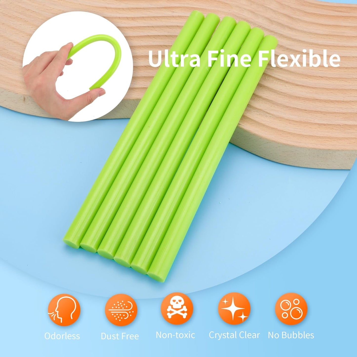 MATUFF Light Green hot Glue Sticks Full Size 0.43” Dia x 8” Long, 52 pcs Hot melt Adhesive Glue Sticks, All-Purpose Colored Glue Gun Sticks for Christmas Decoration Crafts Arts School Repair Bonding