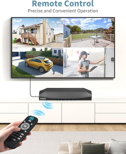 OHWOAI 《130°Wide Angle & 2-Way Audio 》4K Outdoor Wired Security Camera System,360 Degrees Security PTZ IP Cameras,Surveillance Video Equipment, Surveillance DVR Kits