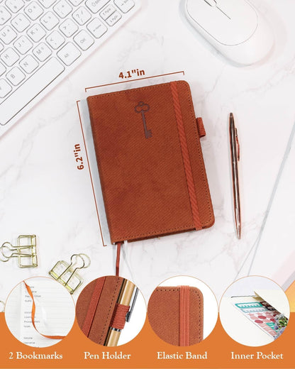 Small Password Keeper Book with Colorful Alphabetical Tabs, Hardcover Password Log-book for Internet Password and Website Address, 4.1"×6.2" Password Notebook for Home Office (Sienna)