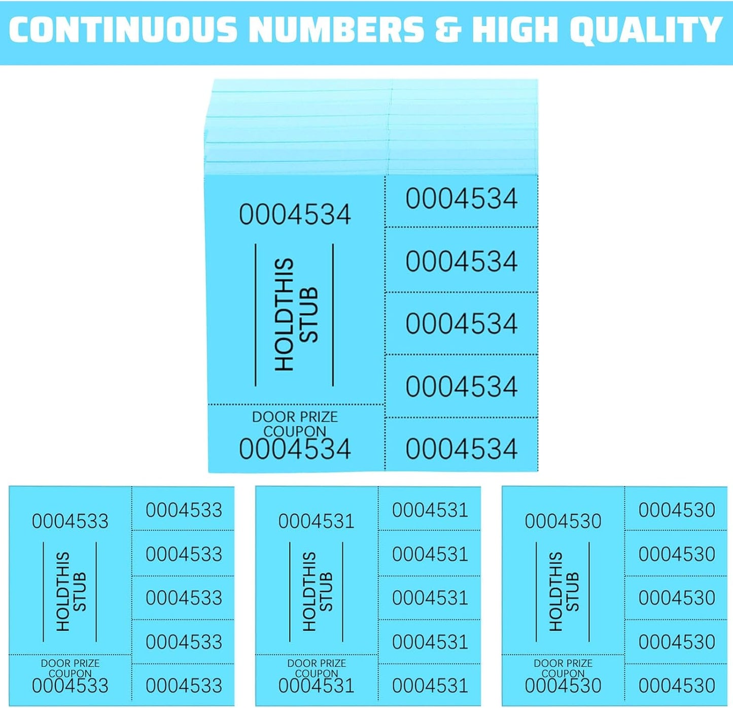 Kosiz 504 Sheets 5 Bid Raffle Ticket with Different Numbers Per Sheet Chinese Auction Tickets for Events Church Basket Auction Silent (Lake Blue)