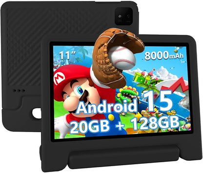 Kids Tablet, 11 inch Android 15 Tablet for Kids, 20GB RAM 128GB ROM Octa-Core 8000mAh Battery Childs Tablets with Shockproof Case, Bluetooth, WiFi, Parental Control, Dual Camera, GPS
