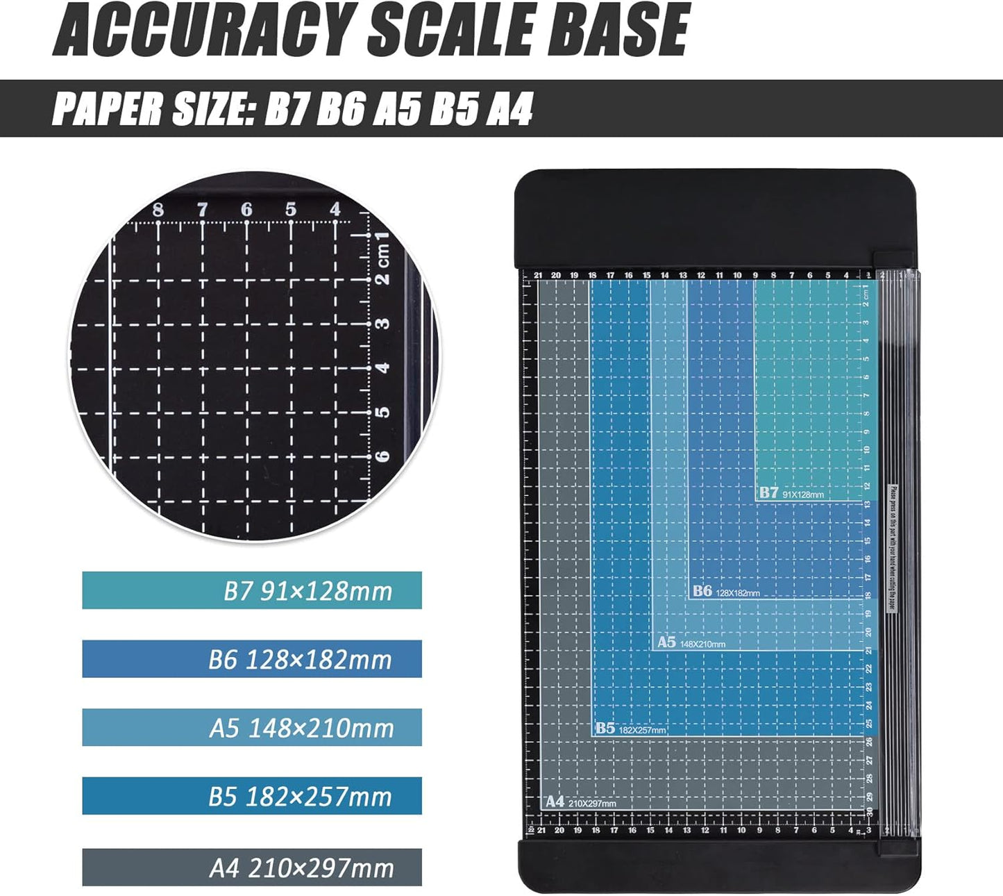 TIANSE Paper Trimmer Paper Cutter Guillotine with Safety Blade Lock 12” 8 to 12 Sheet Capacity Heavy Duty Metal Base A4 Paper Cutting Board for Home Office School