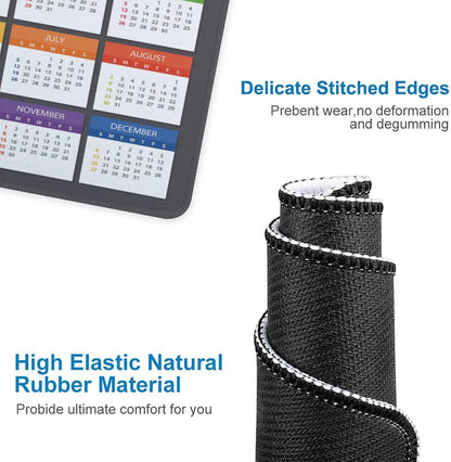 Mouse Pad 2026 Calendar Stitched Edge,Computer Mouse Pads Calendars Non-Slip Rubber Desk Mat Mousepad Gaming Office Keyboard Mat (9.45x7.87 in) (Gray)