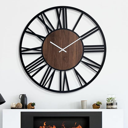 32 Inch Large Metal Wall Clock with Voice and Light Sensor Night Light, Glow in The Dark Non-Ticking Silent Battery Operated Decorative Oversized Wall Clock for Bedroom Living Room Decor