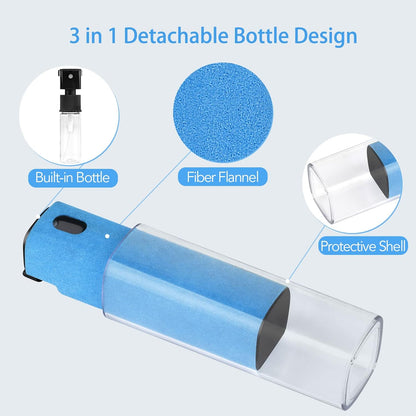 3 Pcs Fingerprint Proof Screen Cleaner, 3 in 1Touchscreen Mist Cleaner Spray Wipe Screen Cleaner Soft Fiber Flannel, Safe for All Phones Glasses Tablet Laptop TV Watch Screens(Blue)