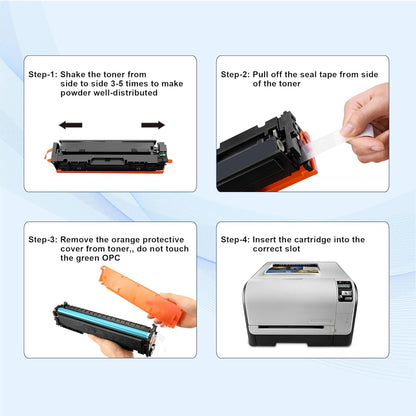 128A Toner Cartridge Works with HP Laserjet Pro CP1525nw CM1415fnw CM1415fn CP1525n Printer Ink (Black,Cyan,Yellow,Magenta 4 Pack)