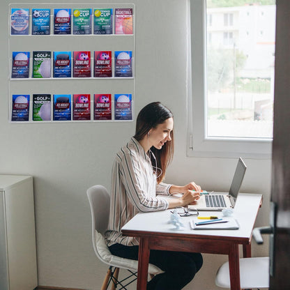 Eersida 2 Pack Acrylic Brochure Pamphlet Holder Wall Mount Clear Brochure Display Holder Plastic Trifold Flyer Rack Literature Storage Rack for Offices Waiting Room (18 Pockets, 25 x 22 Inch)