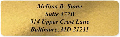 Gold Foil Personalized Return Address Labels Without Dispenser - Roll of 500 Custom Stickers