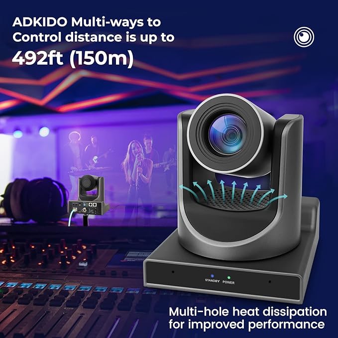PTZ Camera, 20X HDMI PTZ Camera with Optical Zooming Video and POE with Network IP Live Streaming, Simultaneous 3G-SDI and USB Video Output, Ideal for Church, Conferences, Teaching