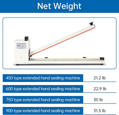 Impulse Heat Sealer with Seal bar, Heavy-Duty Bag Sealing & Cutting Machine, 8mm Sealing Width, 1 Extra Replacement (white, 36 inch)