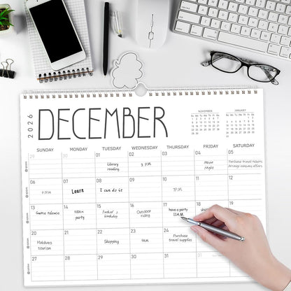 GuassLee Wall Calendar 2026, 2026 Calendar Wall from Jan. 2026 to Dec 2026, 14" X 11" Paper Monthly Planner Wall Hanging Calendar with Thick Paper for Office Home Planning & Organizing