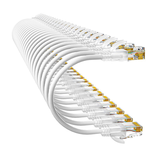 Cat6a Patch Cables 5ft (24 Pack) Slim, Cat6 Ethernet Patch Cable Pure Copper, Flexible Cat 6 Patch Cable 550MHZ 10G, Space-Saving Cat 6A Network Cables for Patch Panel, White