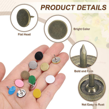 uxcell 150Pcs Upholstery Tacks, 11mmx10mm Flat Head Thumb Tack Decorative Furniture Nails Push Pins for Furniture Sofa Headboards, Bronze