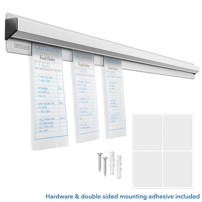 GRIDMANN 48-inch Slide Check Rack, Aluminum Restaurant Ticket Holder for Commercial Kitchen Food Orders