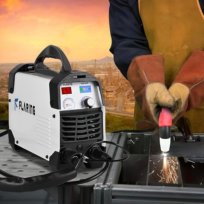 FLARING Plasma Cutter,65 Amp Plasma Cutter Machine 120V 240V 4/5" (20mm) Max Cutting 1/2" (12.7mm) Clean Cut IGBT High Frequency Inverter Touch ARC Plasma Cutter with Consumable Set Update 5th FC650D