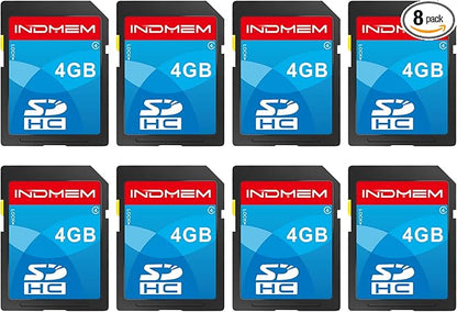 INDMEM SD Card 4GB, 8 Packs Class 4 4GB Flash Memory Card MLC Standard Secure Digital Cards Camera Card