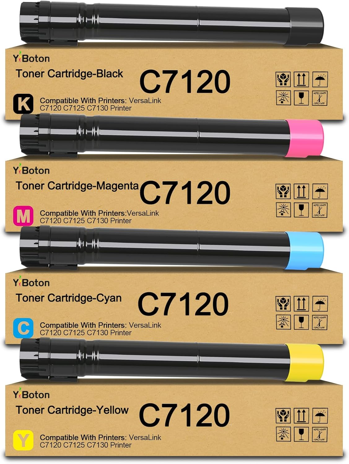 High Yield Versalink C7125 C7120 C7130 Toner Cartridge Replacement for Xerox 006R01824 006R01825 006R01826 006R01827 Toner for Versalink C7120 C7125 C7130 Printer (4-Pack Black Cyan Magenta Yellow)