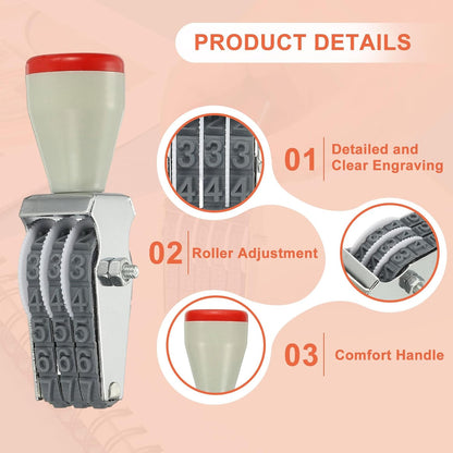 PATIKIL 3 Digit Number Roller Stamp, Adjustable Rubber Stamp Changeable Numerical Symbol Office Date for Business Creative Price Tag