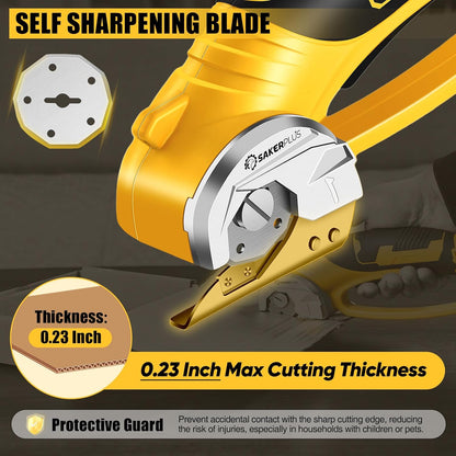 Cordless Electric Scissors, 4V Cardboard Cutter, Box Cutter - 2 Blades, 1 Storage Bag, Safety Lock & LED Light, Rechargeable Power Rotary Cutter for Box Carpet Fabric Plastic Leather