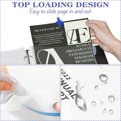 Binder Dividers & Sheet Protectors for 2/3/4 Ring Binder - 3 Sets of 24 Pack A4 Plastic Sleeves with 8 Tab Binder Sleeves, Clear Page Protectors for School, Home & Office Organization